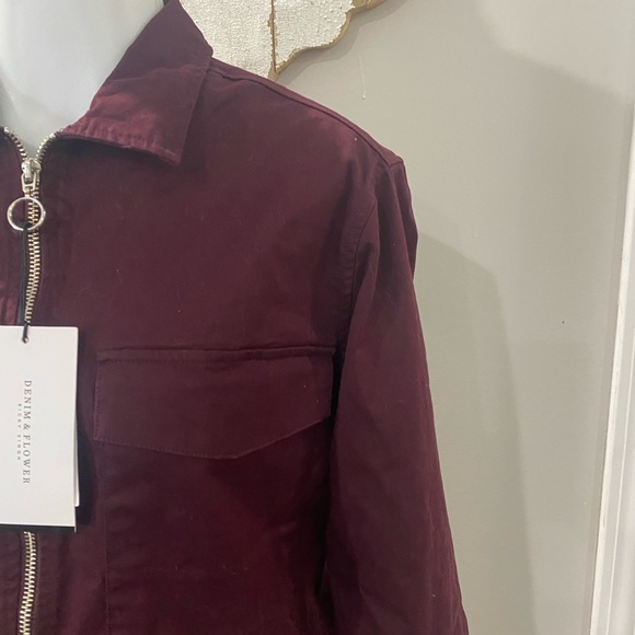 NWT! Denim & Flower Burgundy Jacket - Picture 5 of 6